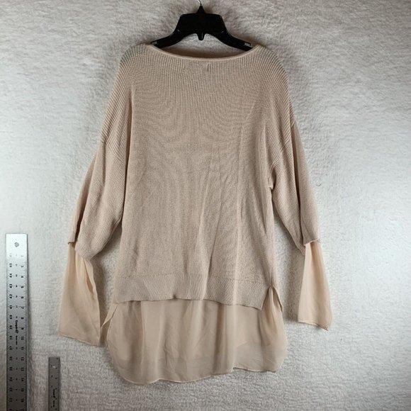 Jennifer Lopez Layered Sweater‎ Women's Medium Pink Cotton Round Neck Knit 8010 - Picture 6 of 7